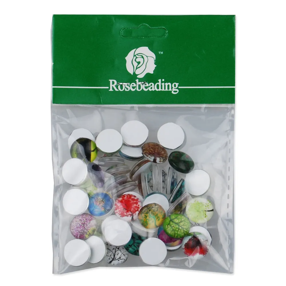 12MM Round pattern glass cabochons with mixed colorful tree,photo glass cabochon,flat back,thickness 4.5mm,50 pieces/lot