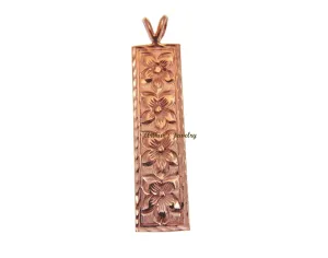 14K SOLID ROSE GOLD PERSONALIZED HAWAIIAN PLUMERIA FLOWER VERTICAL 8MM OR 10MM PENDANT