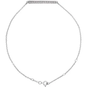 14K White Gold Patterned Bar Bracelet