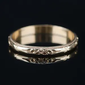 14k yellow gold vintage patterned band