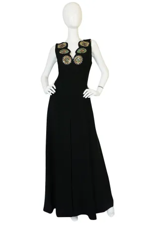 1960s Striking Medallion Embellished Black Dress