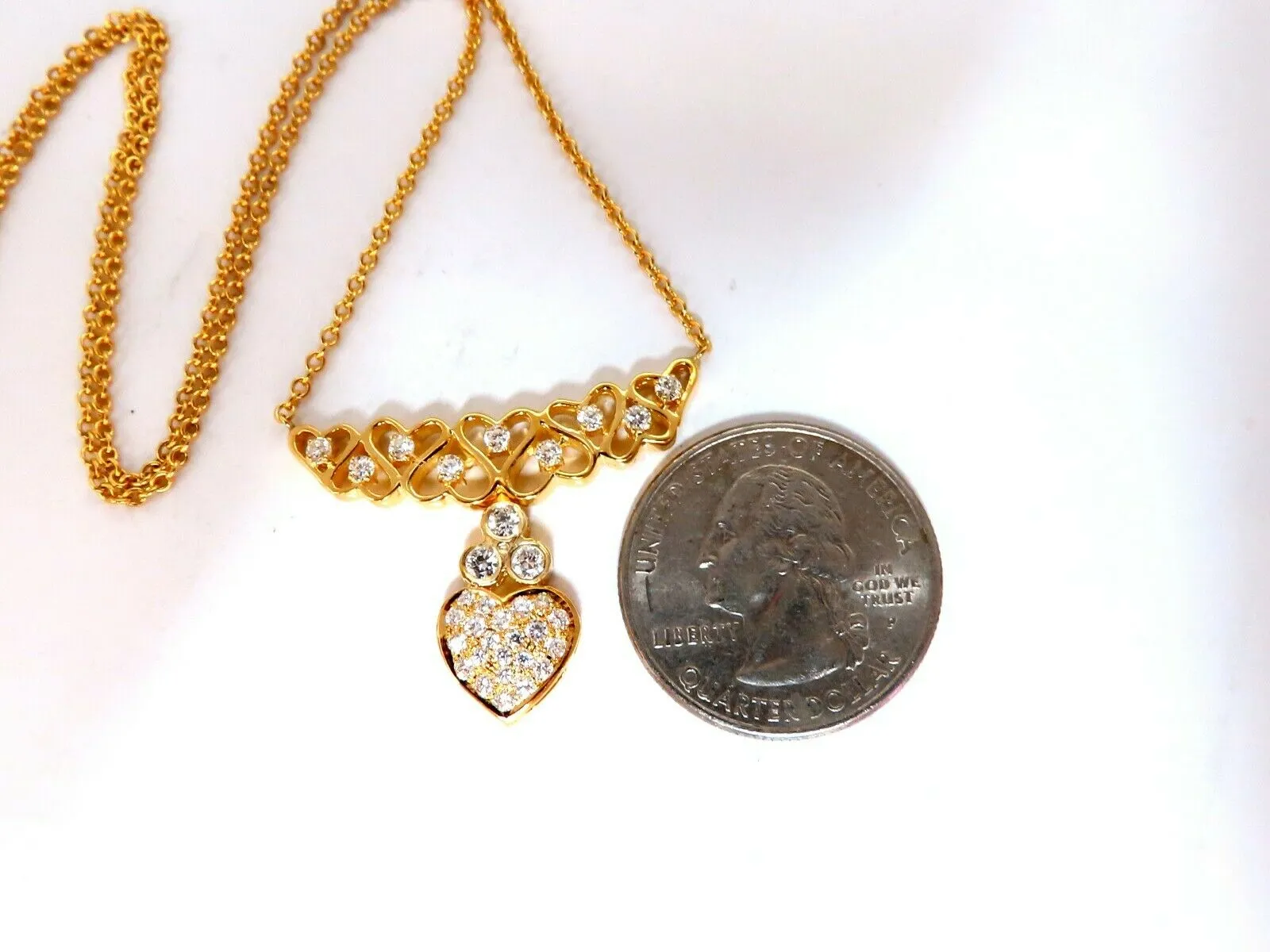 1ct Diamonds Heart Patterned Necklace 14 Karat