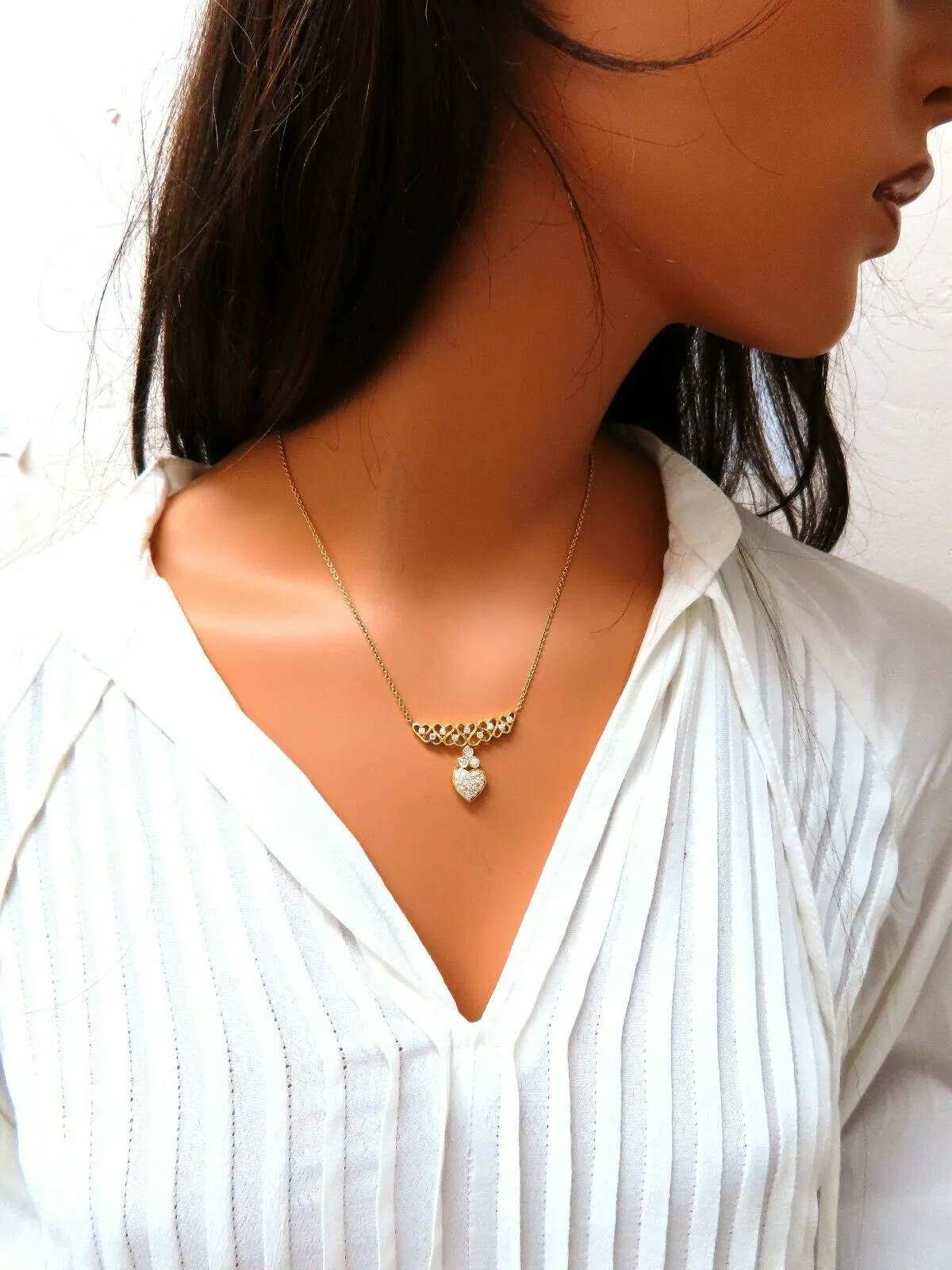1ct Diamonds Heart Patterned Necklace 14 Karat