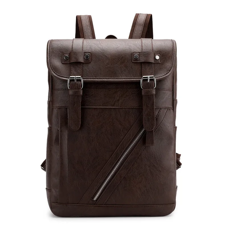 2025 Korean version of large-capacity soft pu men's and women's backpacks, leisure bags, trendy men's college and middle school students schoolbags, computer travel backpacks