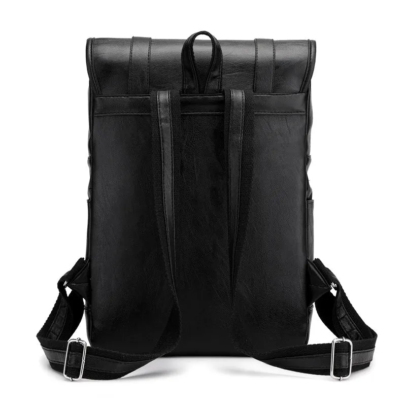 2025 Korean version of large-capacity soft pu men's and women's backpacks, leisure bags, trendy men's college and middle school students schoolbags, computer travel backpacks