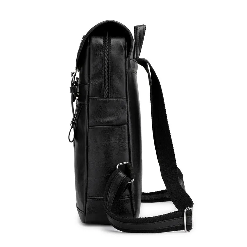 2025 Korean version of large-capacity soft pu men's and women's backpacks, leisure bags, trendy men's college and middle school students schoolbags, computer travel backpacks