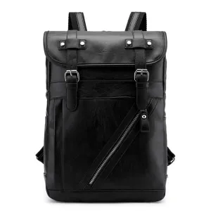 2025 Korean version of large-capacity soft pu men's and women's backpacks, leisure bags, trendy men's college and middle school students schoolbags, computer travel backpacks