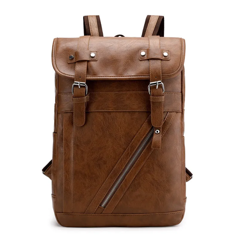2025 Korean version of large-capacity soft pu men's and women's backpacks, leisure bags, trendy men's college and middle school students schoolbags, computer travel backpacks