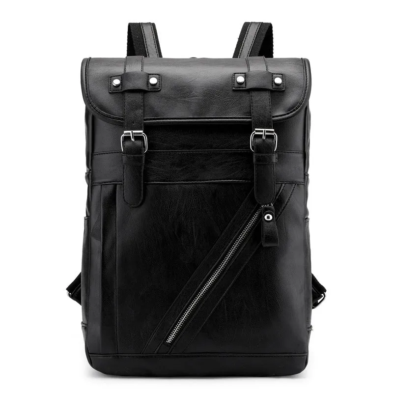 2025 Korean version of large-capacity soft pu men's and women's backpacks, leisure bags, trendy men's college and middle school students schoolbags, computer travel backpacks