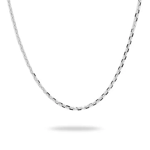 24" Adjustable 1.0mm Cable Chain in White Gold - 1mm