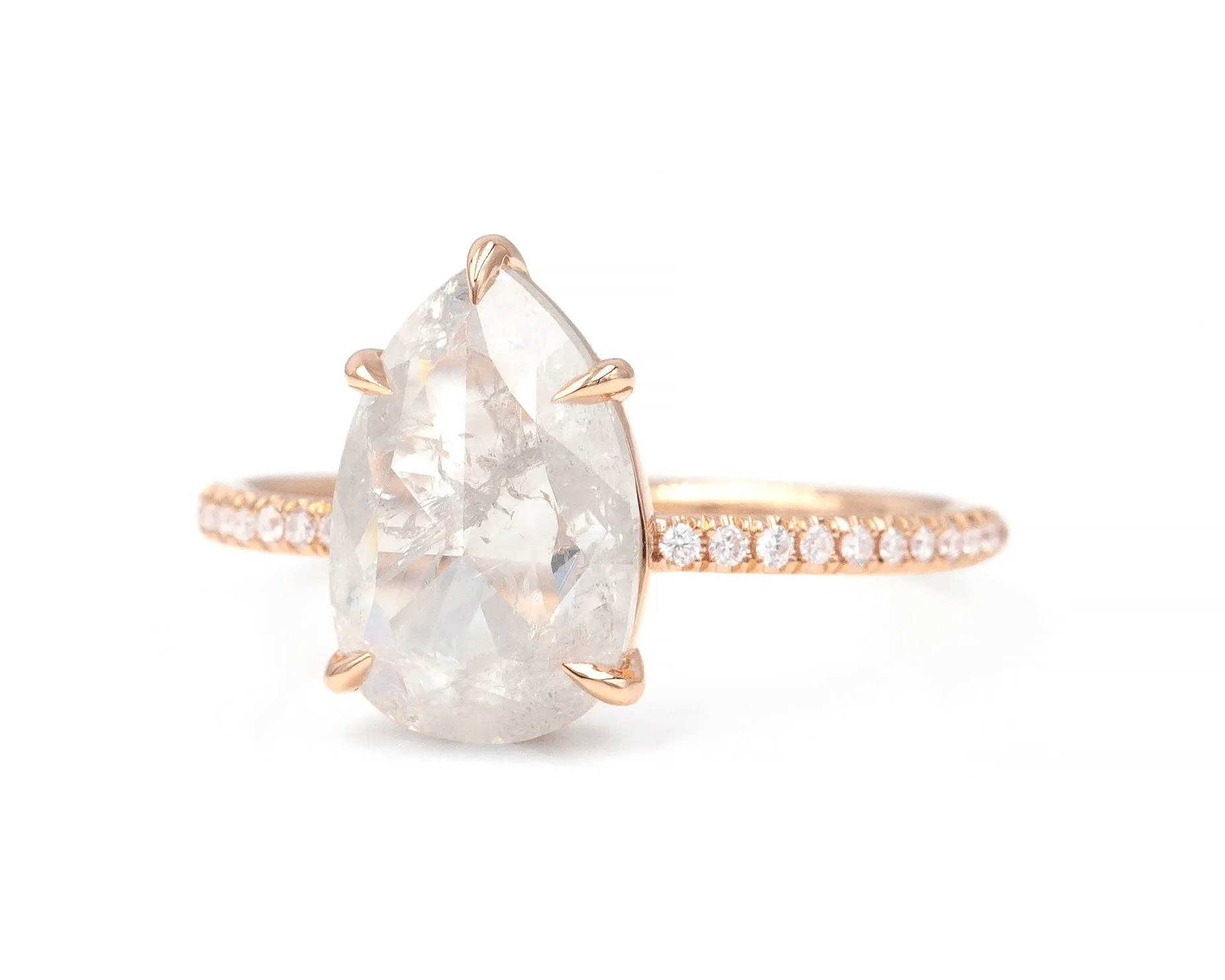 2.53-Carat Icy Grey Rose Cut Diamond Ring