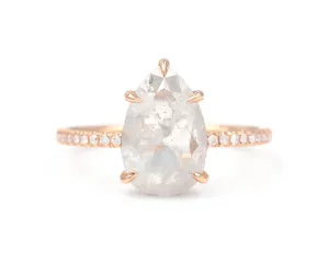 2.53-Carat Icy Grey Rose Cut Diamond Ring