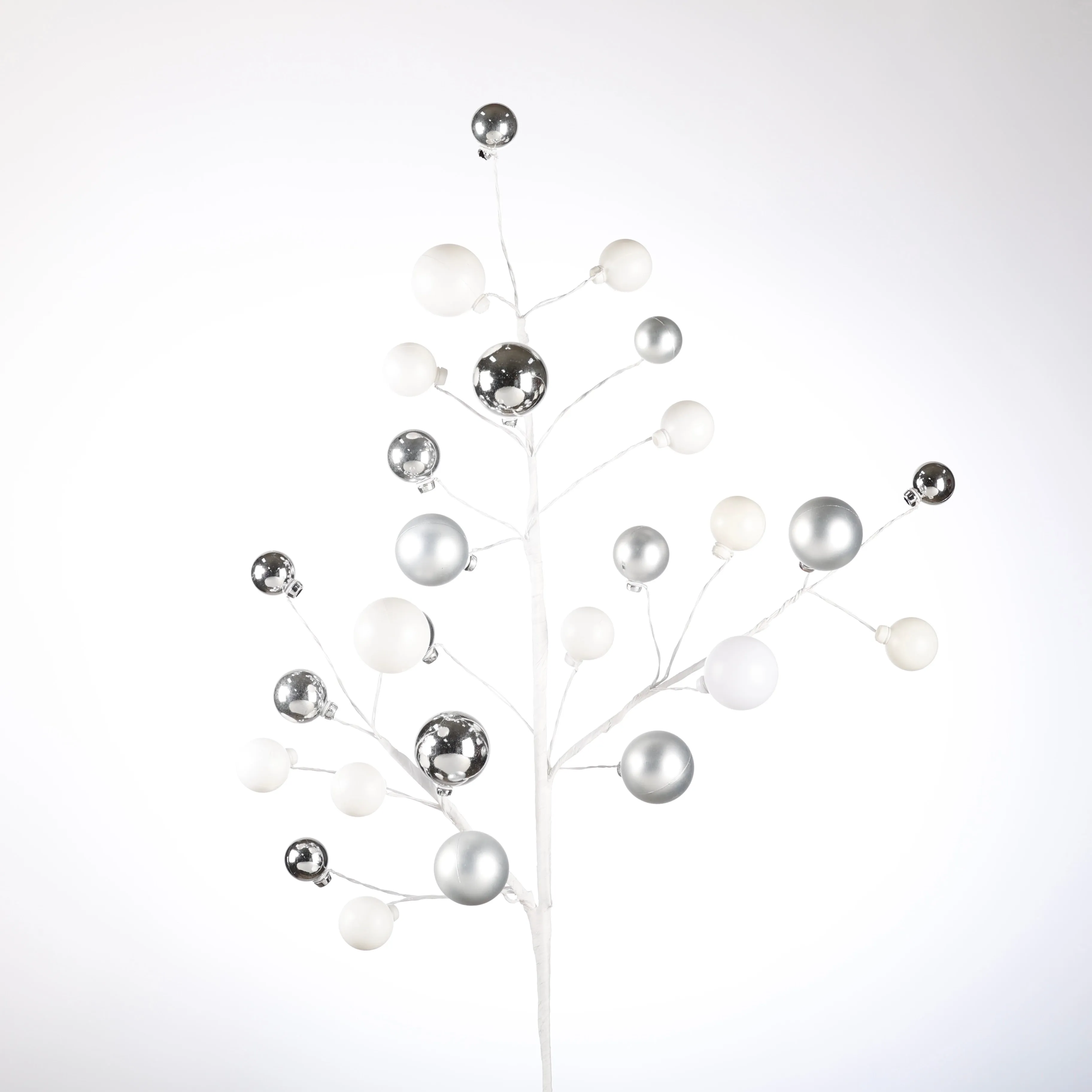 31" WHITE/SILVER PLASTIC BALL BRANCH STEM