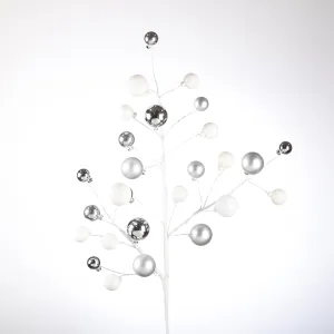 31" WHITE/SILVER PLASTIC BALL BRANCH STEM