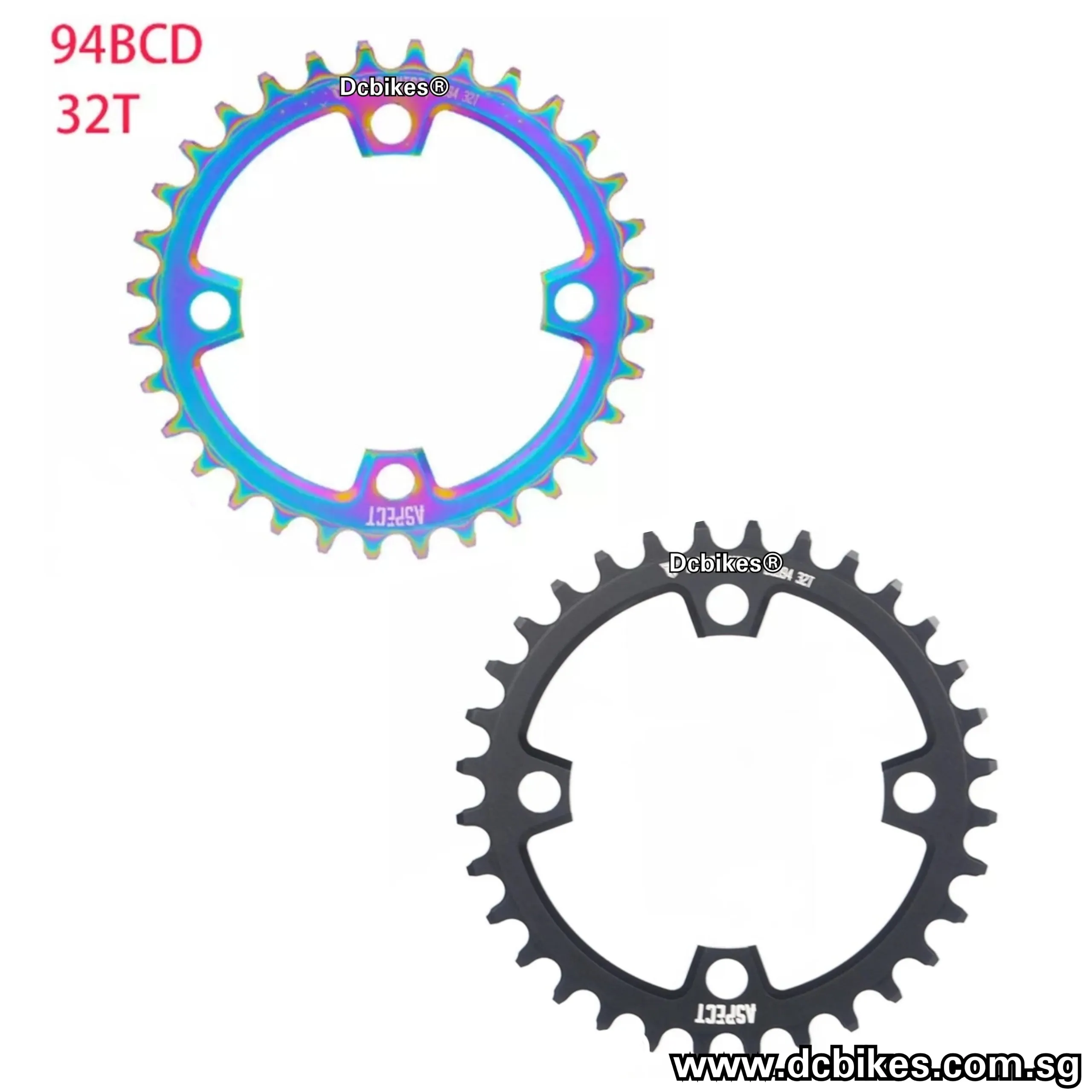 32T | 34T Black Oil Slick 94bcd MTB Narrow Wide Chain Ring