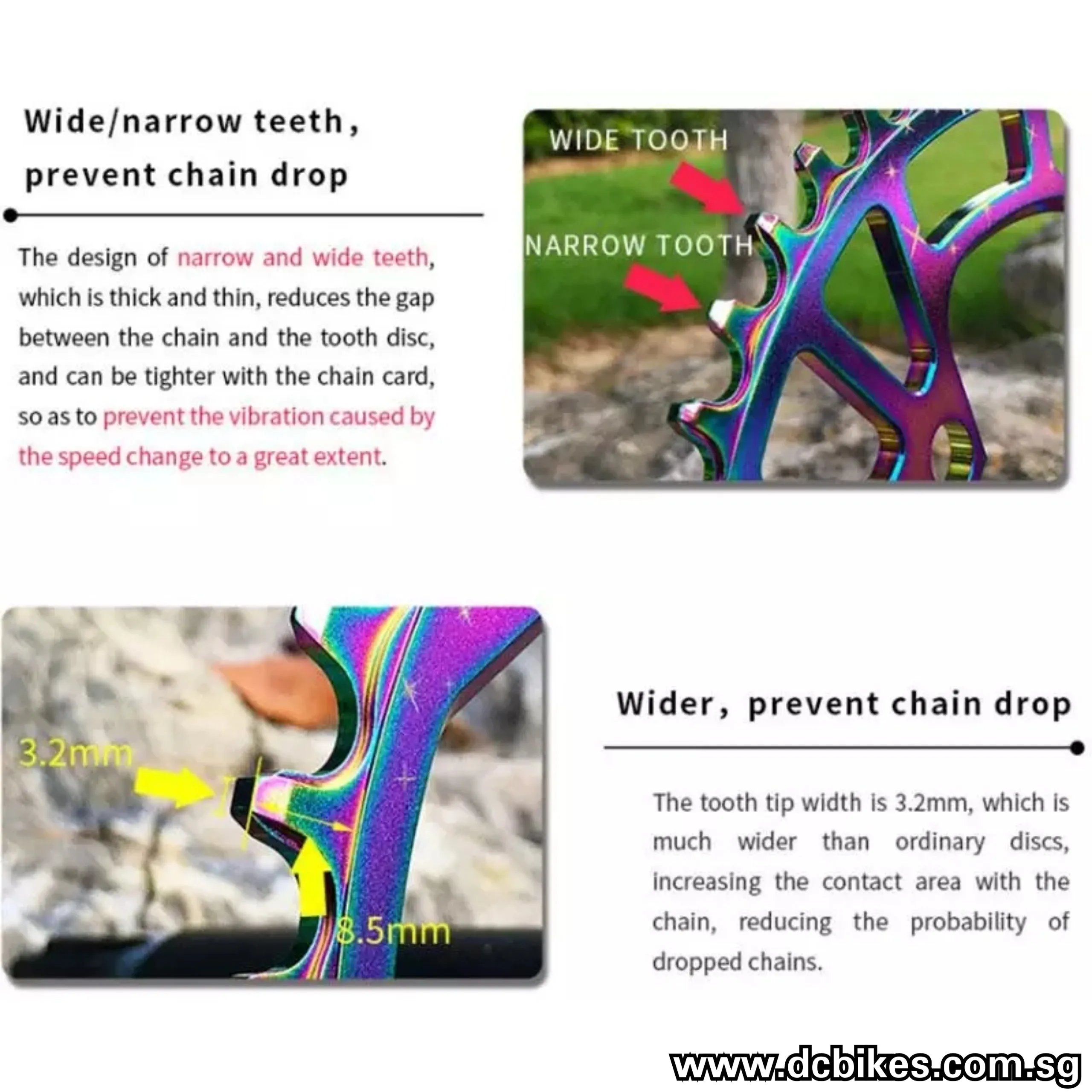 32T | 34T Black Oil Slick 94bcd MTB Narrow Wide Chain Ring