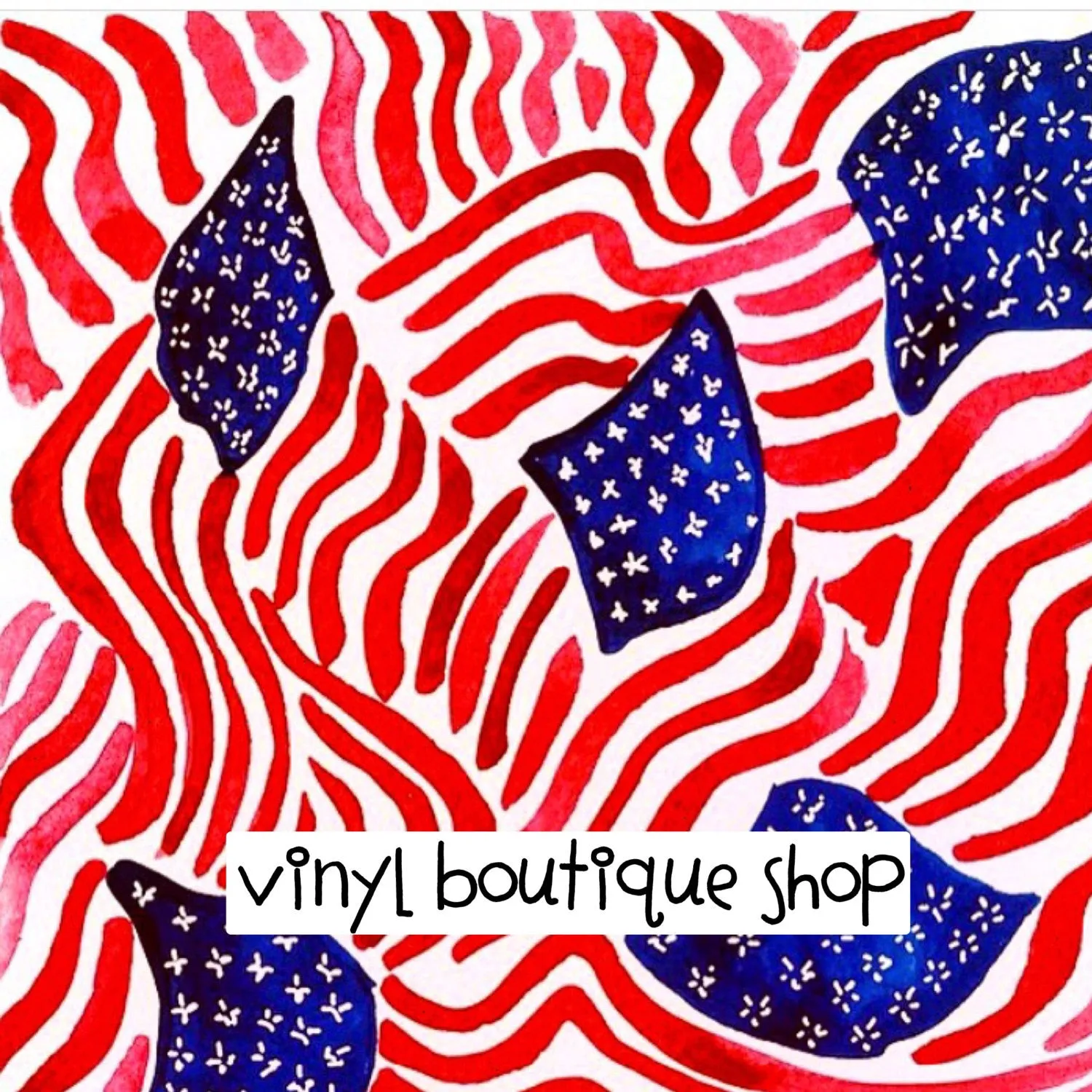 4Th Of July Watercolor Lilly Inspired Printed Patterned Craft Vinyl