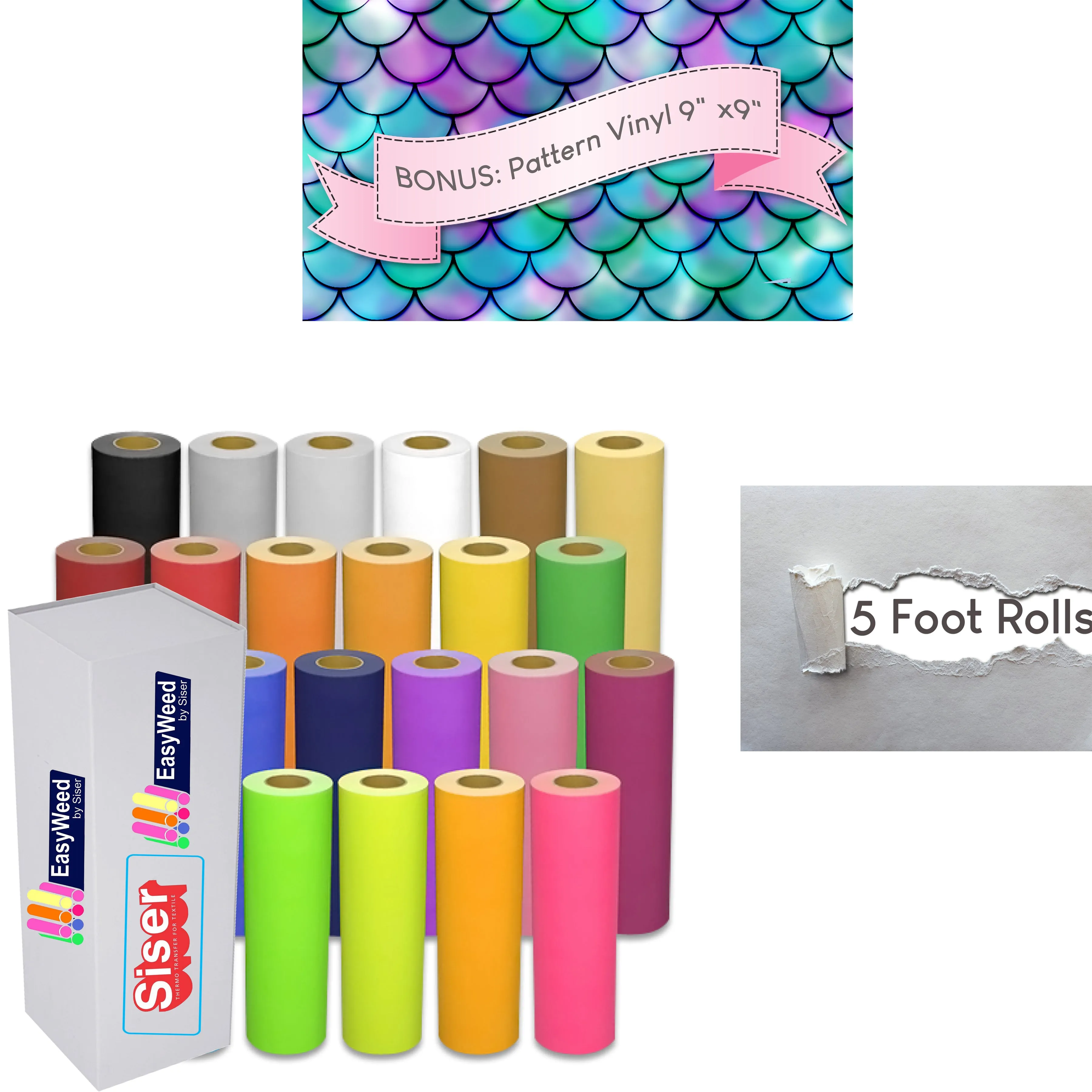 5 foot Siser EasyWeed Rolls Heat Transfer Vinyl