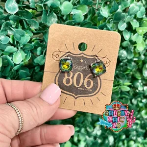 806 Colorful Stud Earrings - Silver