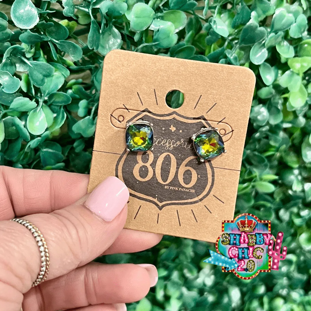 806 Colorful Stud Earrings - Silver