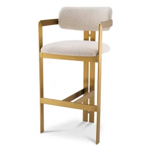 A115048 - Bar Stool Donato brushed brass finish bouclé cream