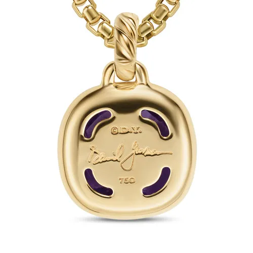 Albion Pendant in 18K Yellow Gold with Amethyst and Diamonds, 11mm