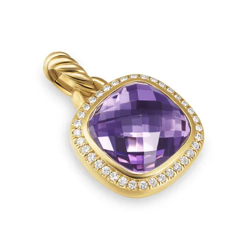 Albion Pendant in 18K Yellow Gold with Amethyst and Diamonds, 11mm