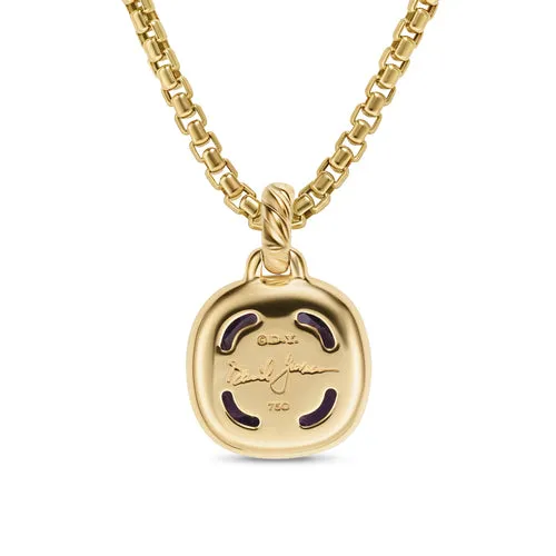 Albion Pendant in 18K Yellow Gold with Amethyst and Diamonds, 11mm