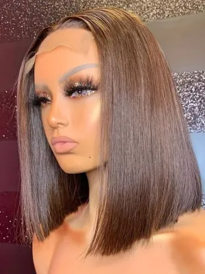 Alipop Straight Bob Wig Brown Color 4X4 Closure Lace Wigs Pre Plucked Human Hair Wigs