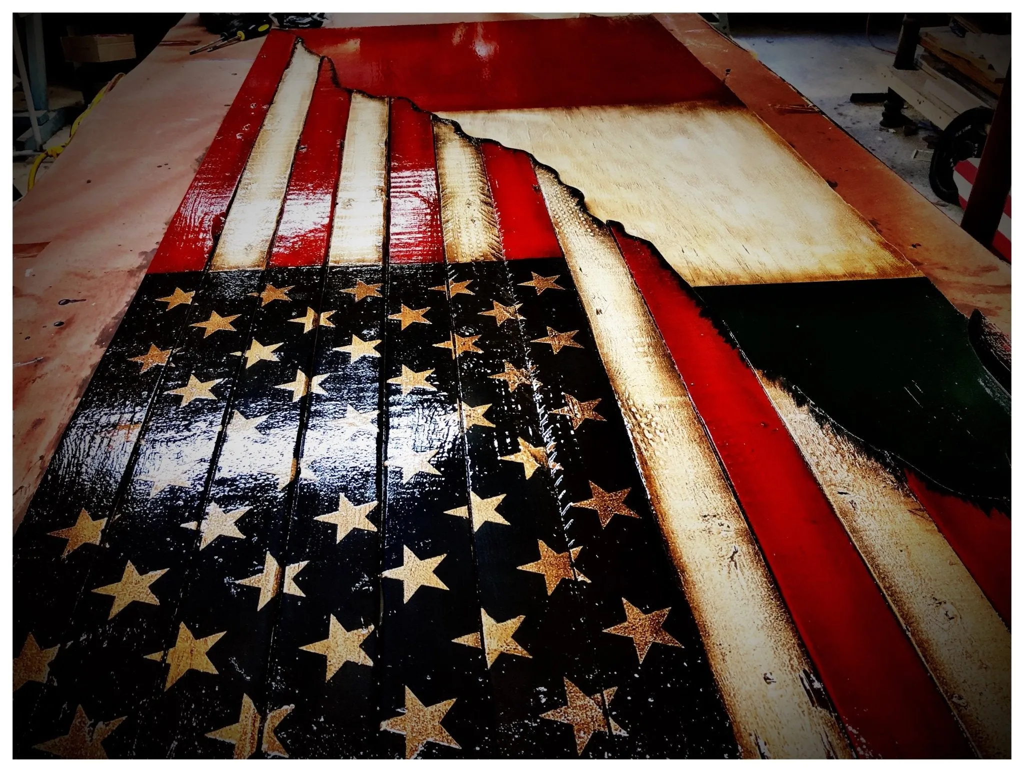 American Italian Flag 3D with Shadow Box