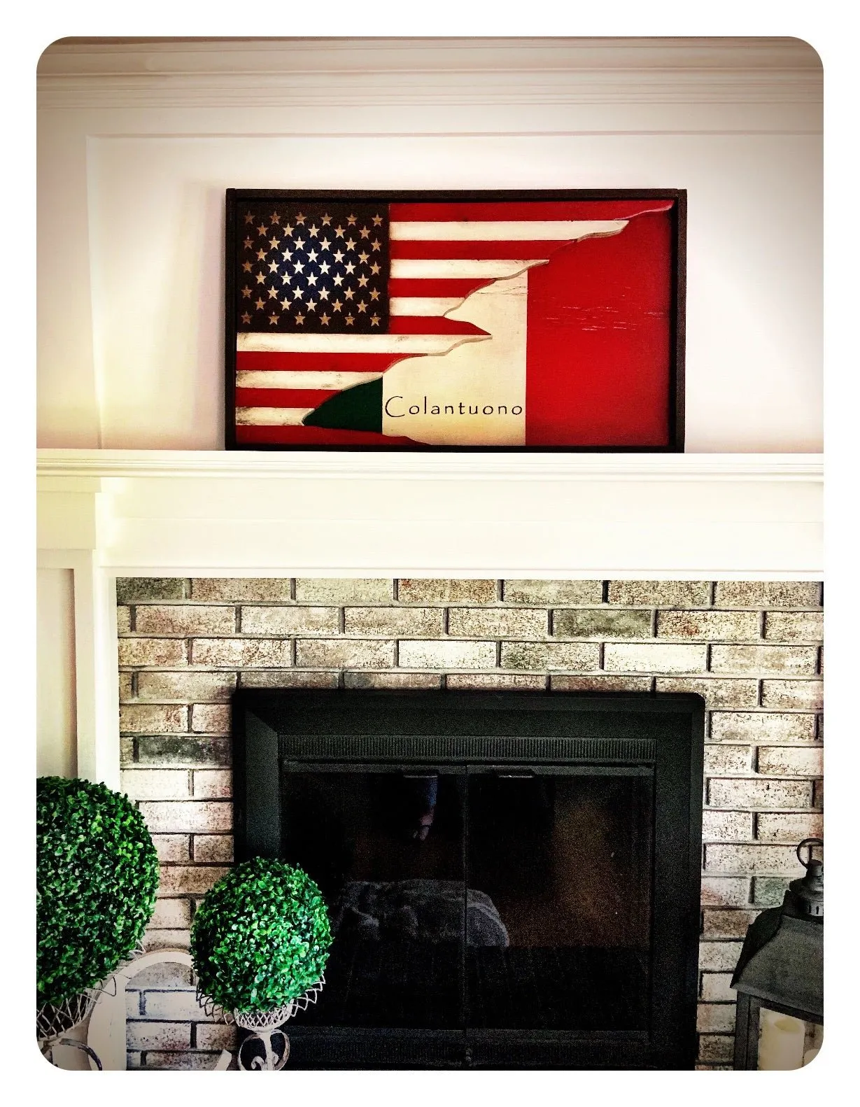 American Italian Flag 3D with Shadow Box