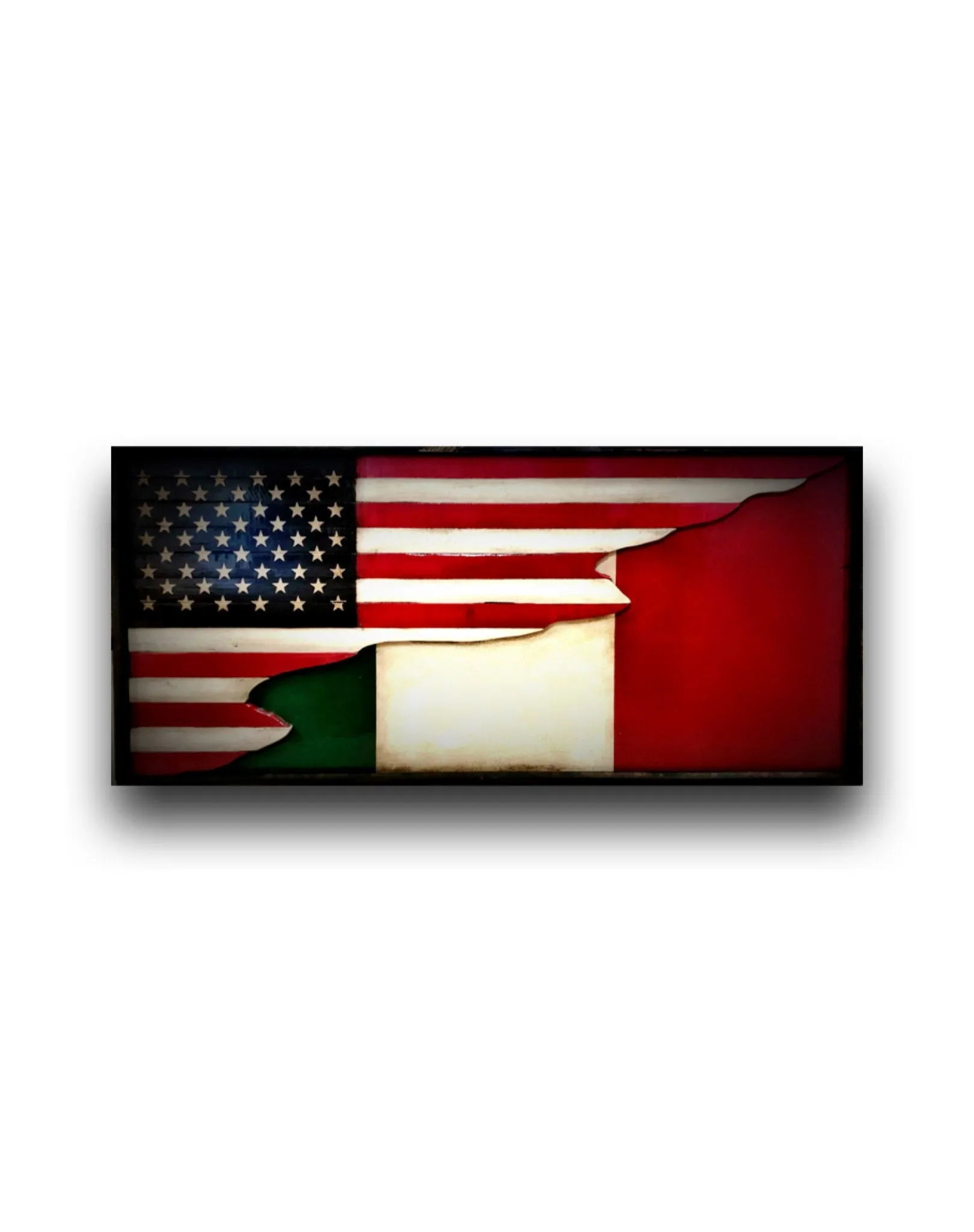 American Italian Flag 3D with Shadow Box
