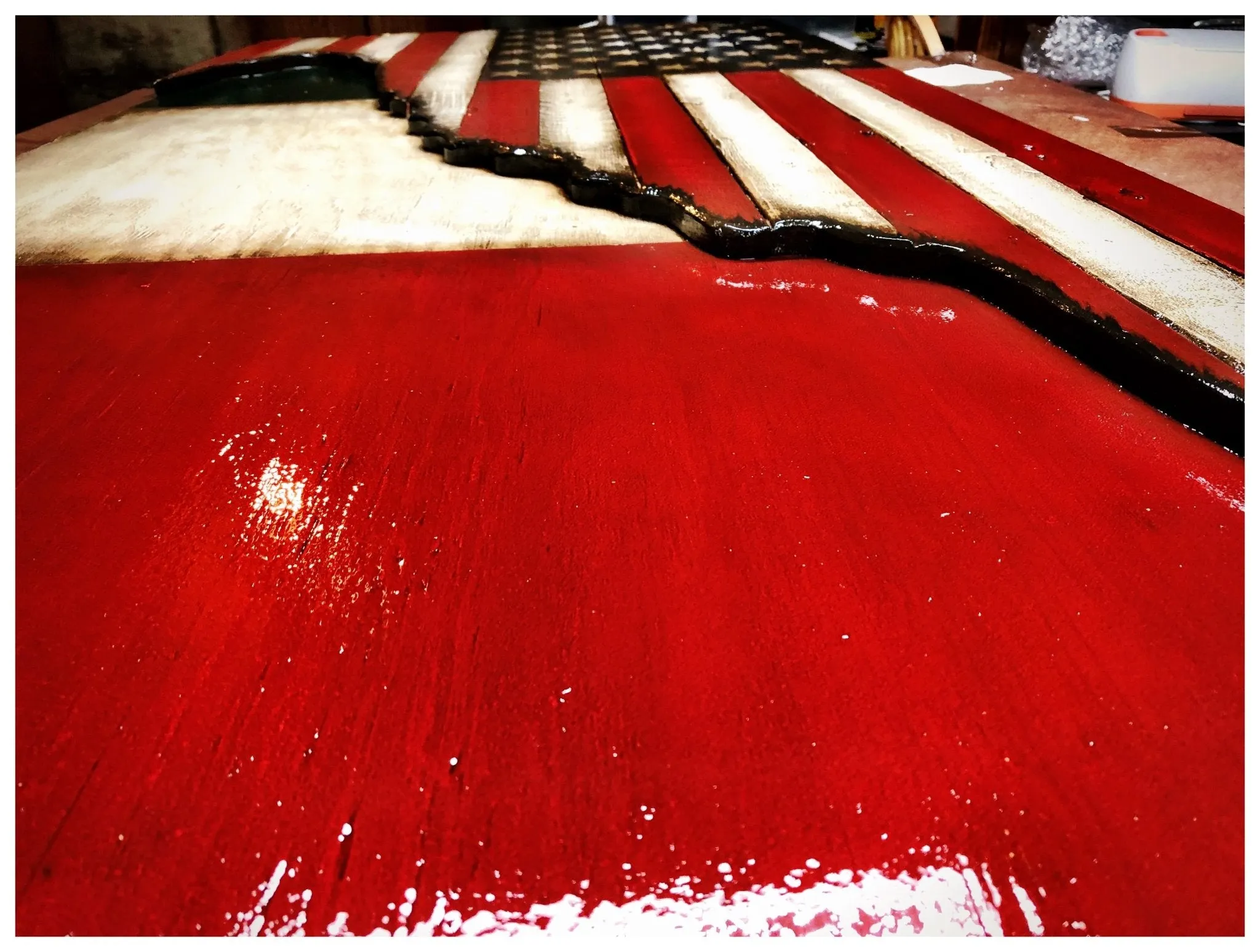 American Italian Flag 3D with Shadow Box