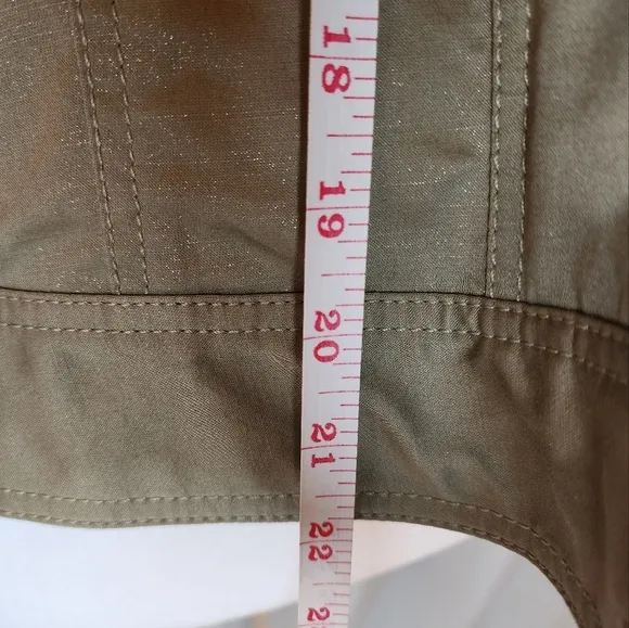 Ann Taylor metallic gold Sz 8 blazer jacket army jean style olive