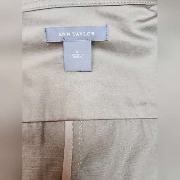 Ann Taylor metallic gold Sz 8 blazer jacket army jean style olive
