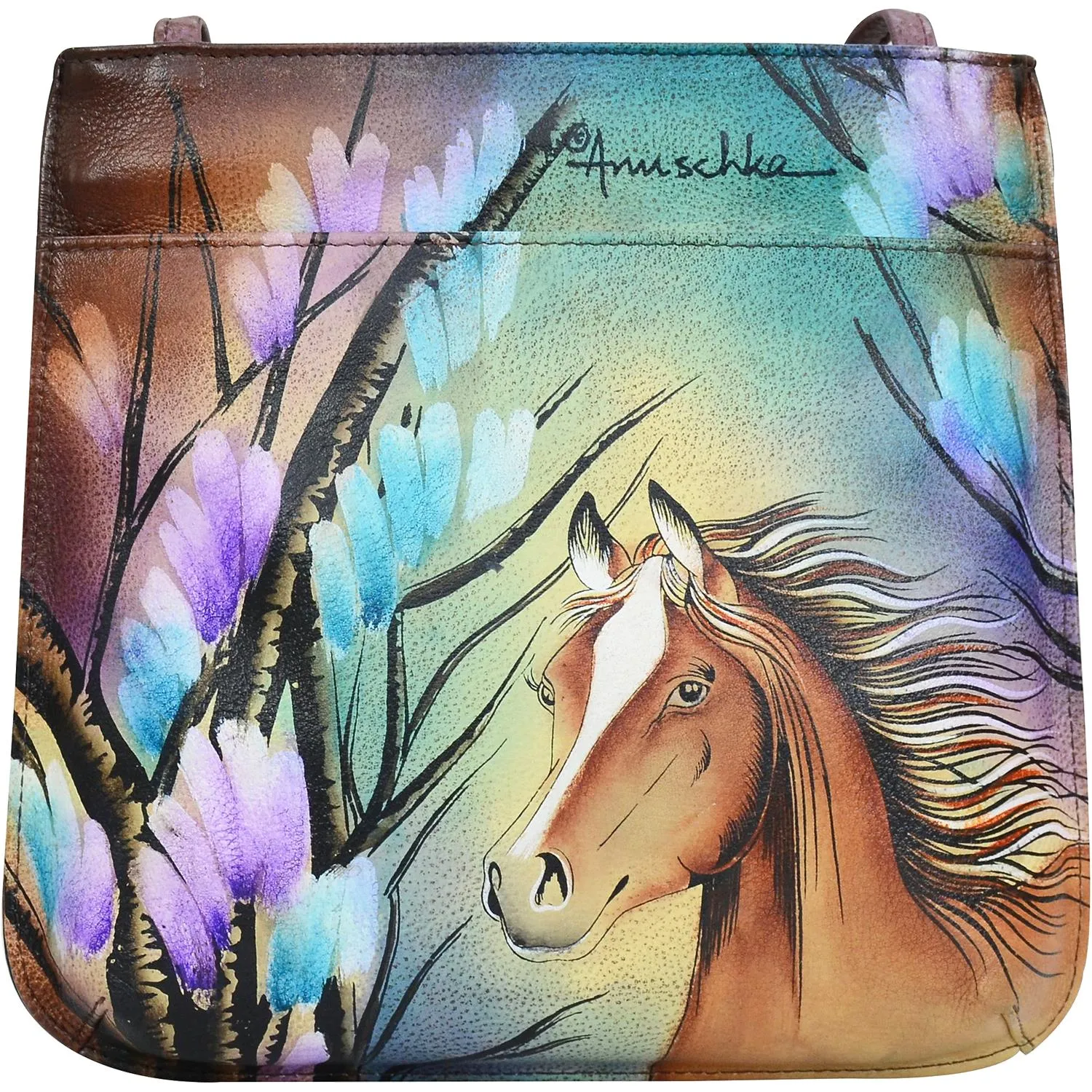 Anuschka Slim Cross Body With Front Zip Free Sprit Leather