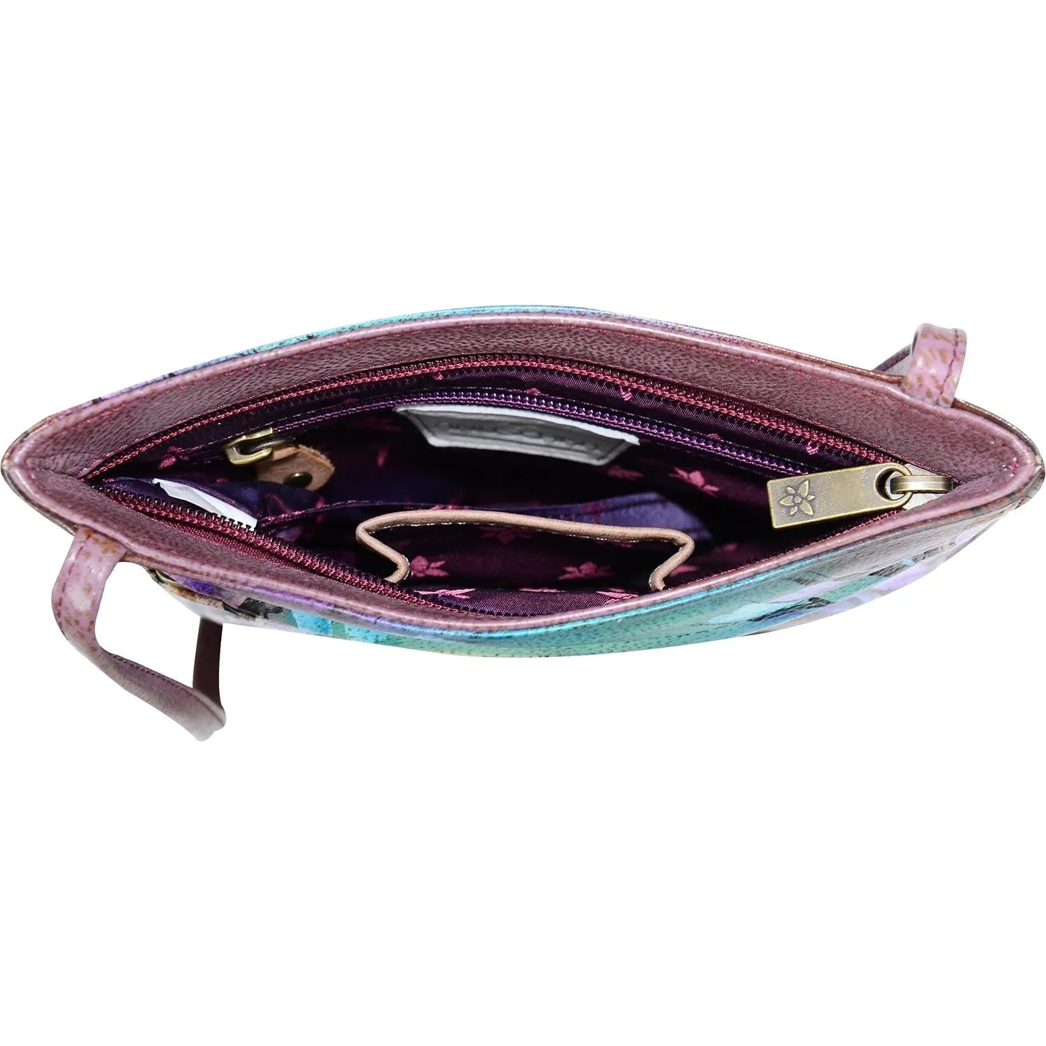 Anuschka Slim Cross Body With Front Zip Free Sprit Leather