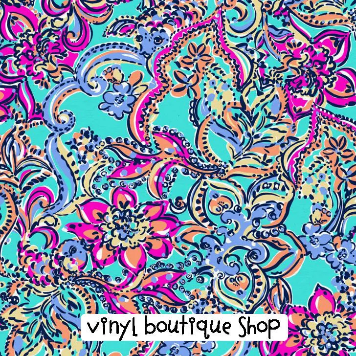 Aqua Bait And Switch Lilly Inspired Printed Patterned Craft Vinyl