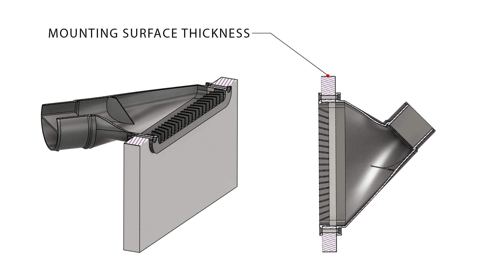 Autoterm Diesel Air Heater Vent Narrow Diffuser 45deg Suits 60mm 65mm duct