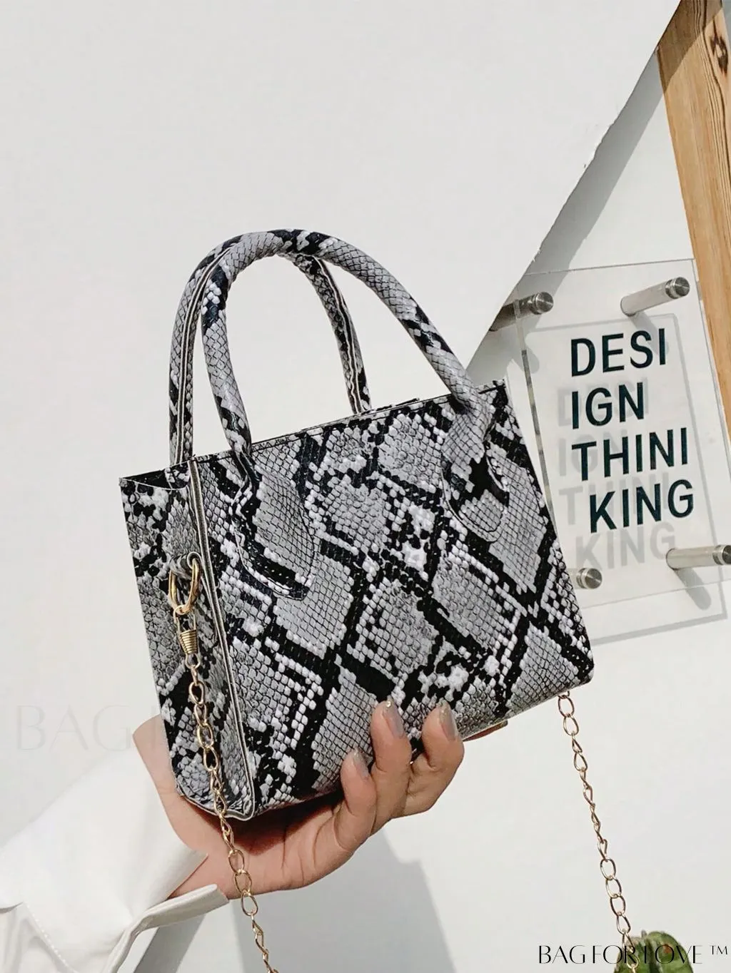 BagForLove - Compact Snakeskin Satchel: Stylishly Efficient Handbag