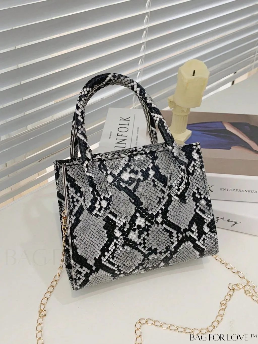 BagForLove - Compact Snakeskin Satchel: Stylishly Efficient Handbag