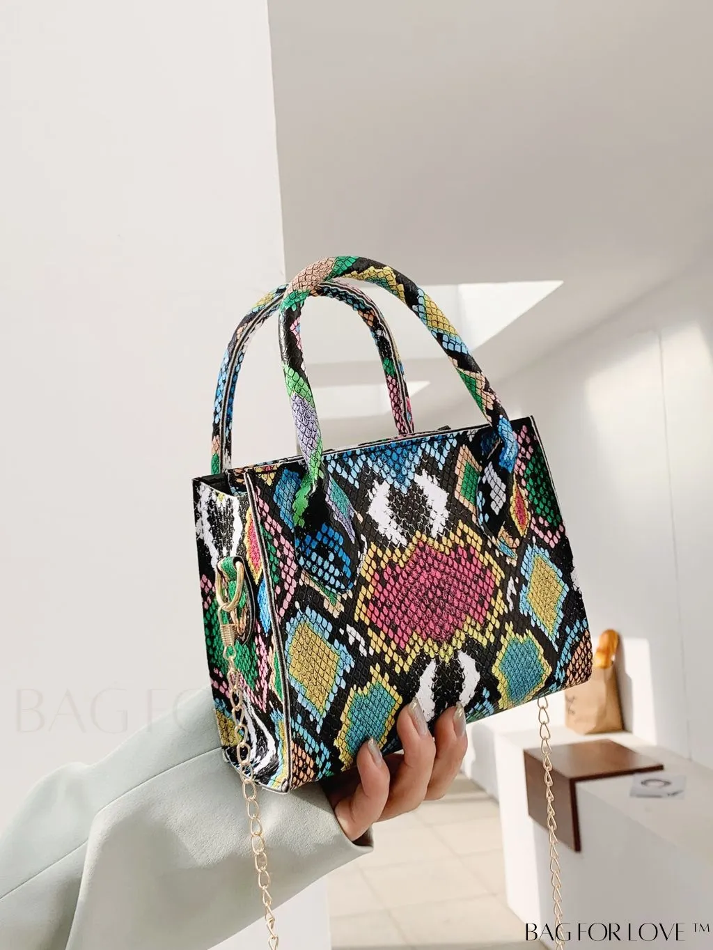 BagForLove - Compact Snakeskin Satchel: Stylishly Efficient Handbag