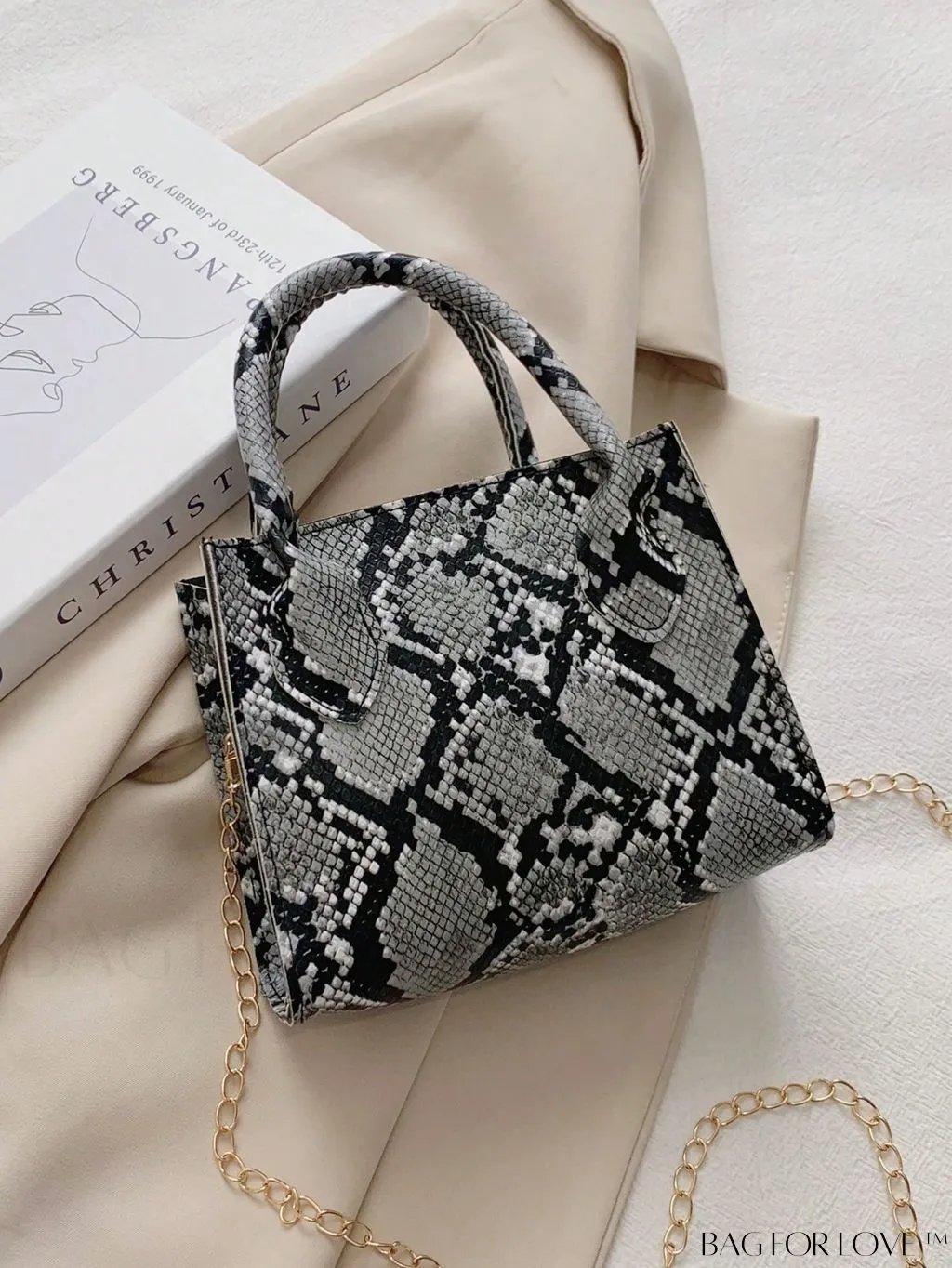 BagForLove - Compact Snakeskin Satchel: Stylishly Efficient Handbag