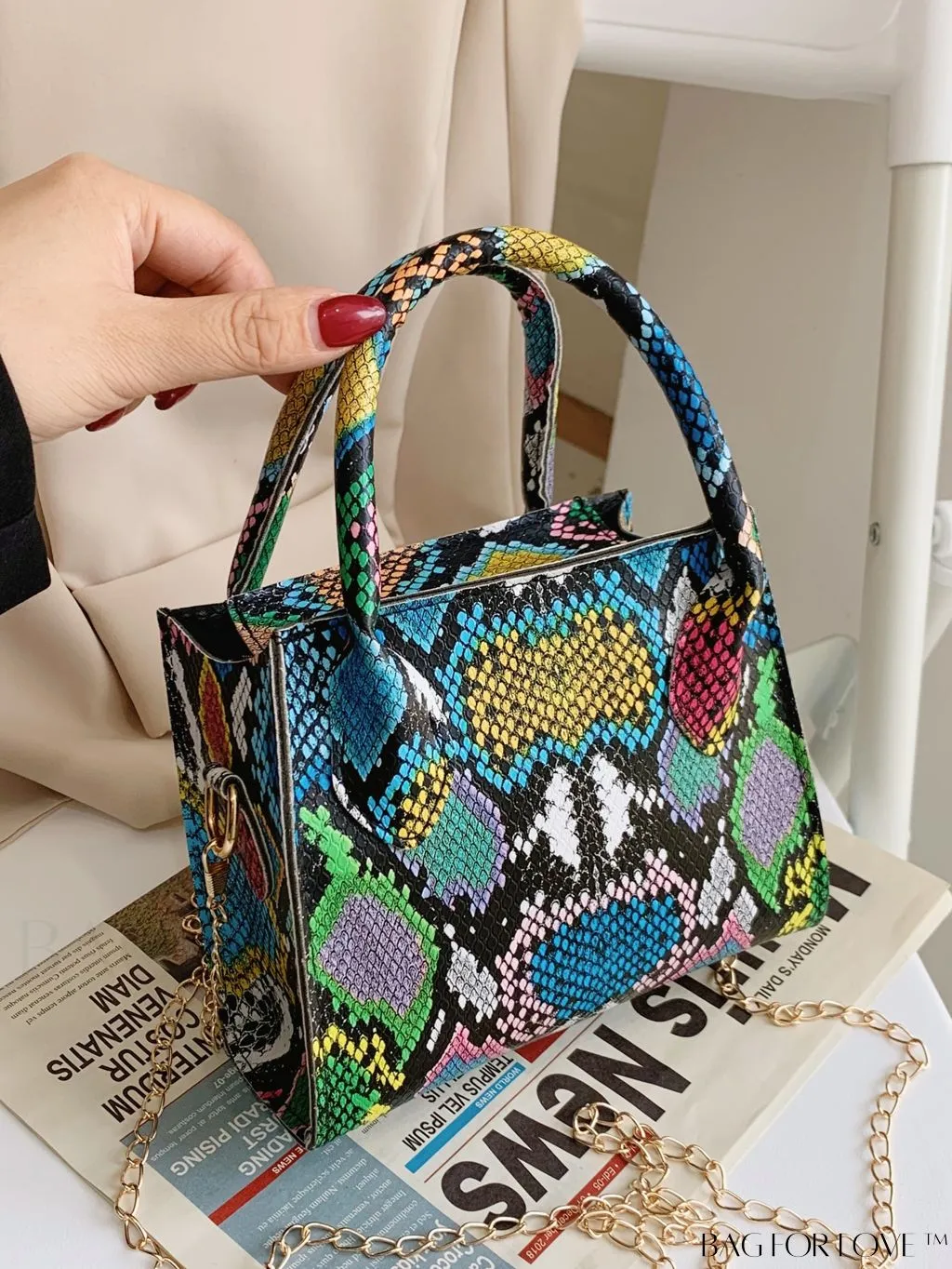 BagForLove - Compact Snakeskin Satchel: Stylishly Efficient Handbag