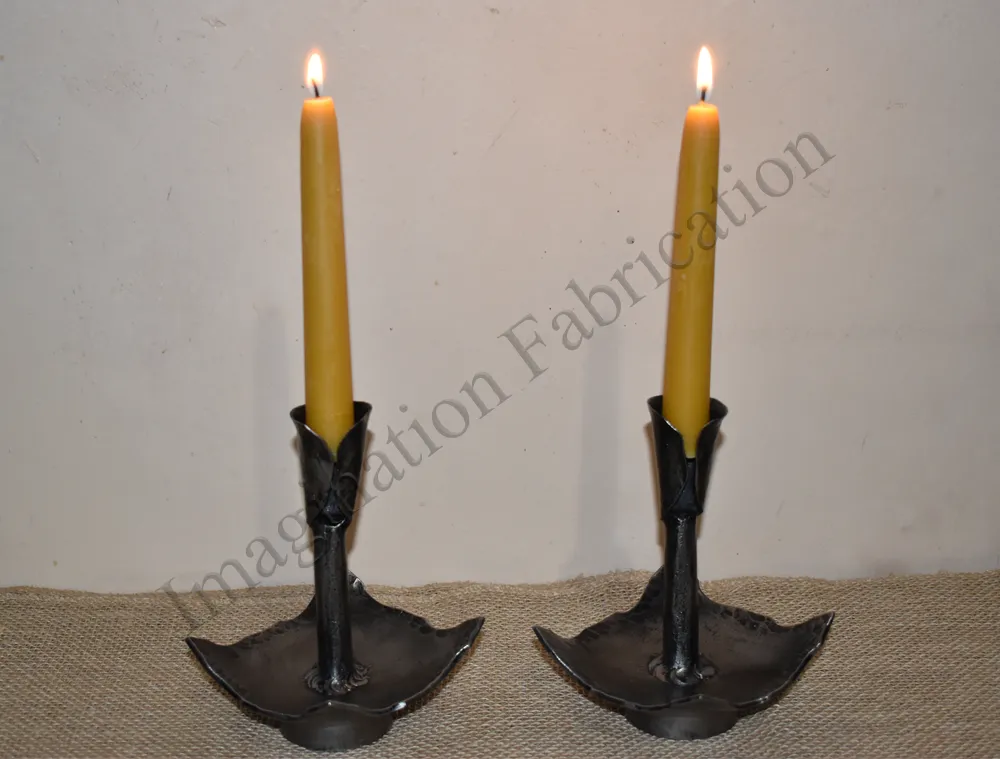Baldur Candlestick Holder with Bees Wax Taper Candle (Pair)