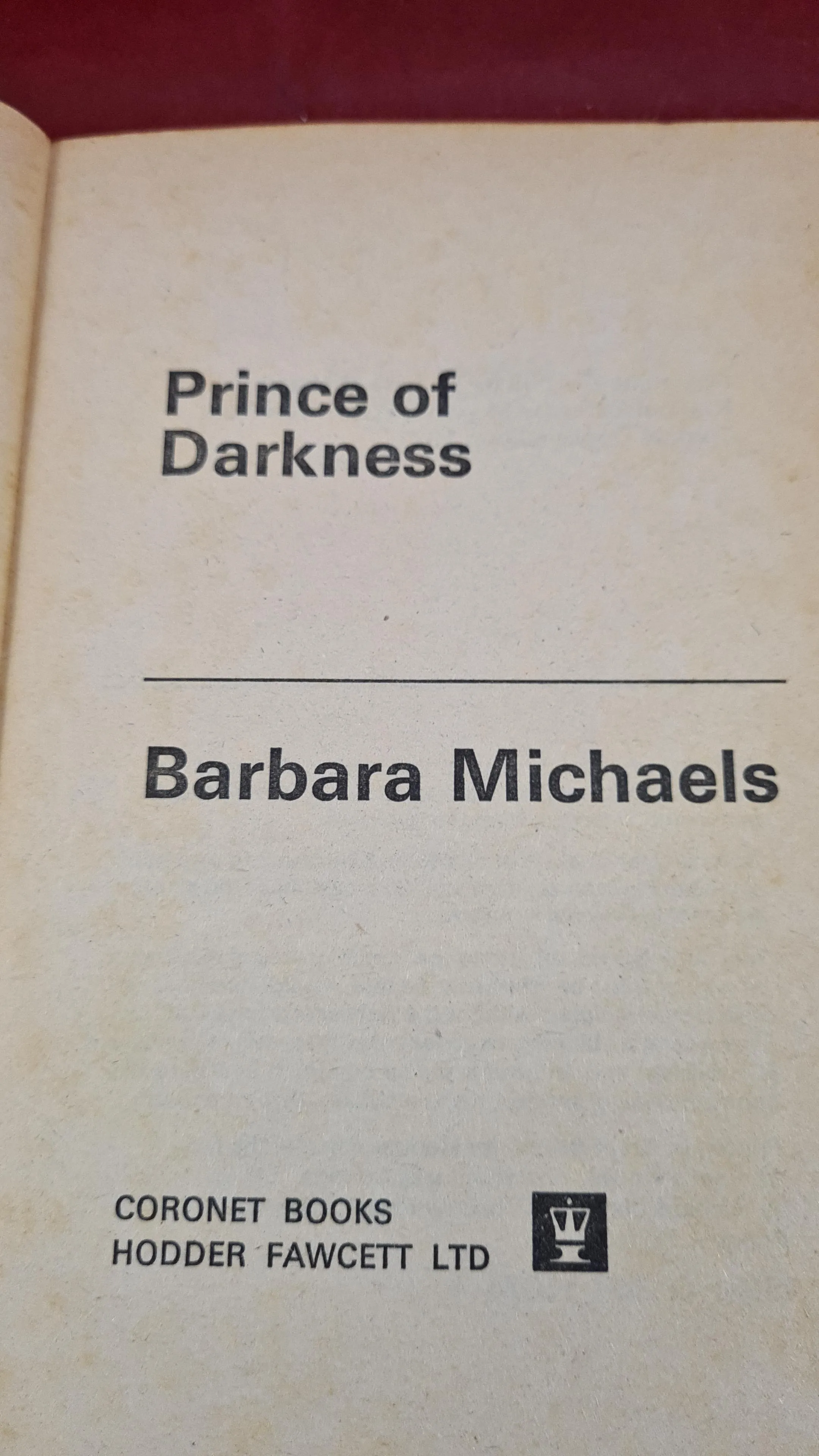 Barbara Michaels - Prince of Darkness, Coronet Books, 1971, First GB Edition, Paperbacks