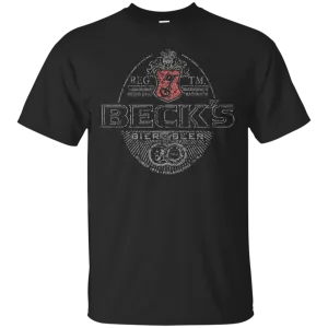 Becks Beer T-Shirt Custom Designed Silver Worn Label Pattern