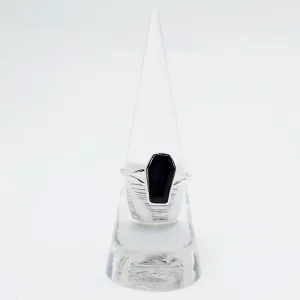 Black Onyx Coffin Ring Sterling Silver Size 6