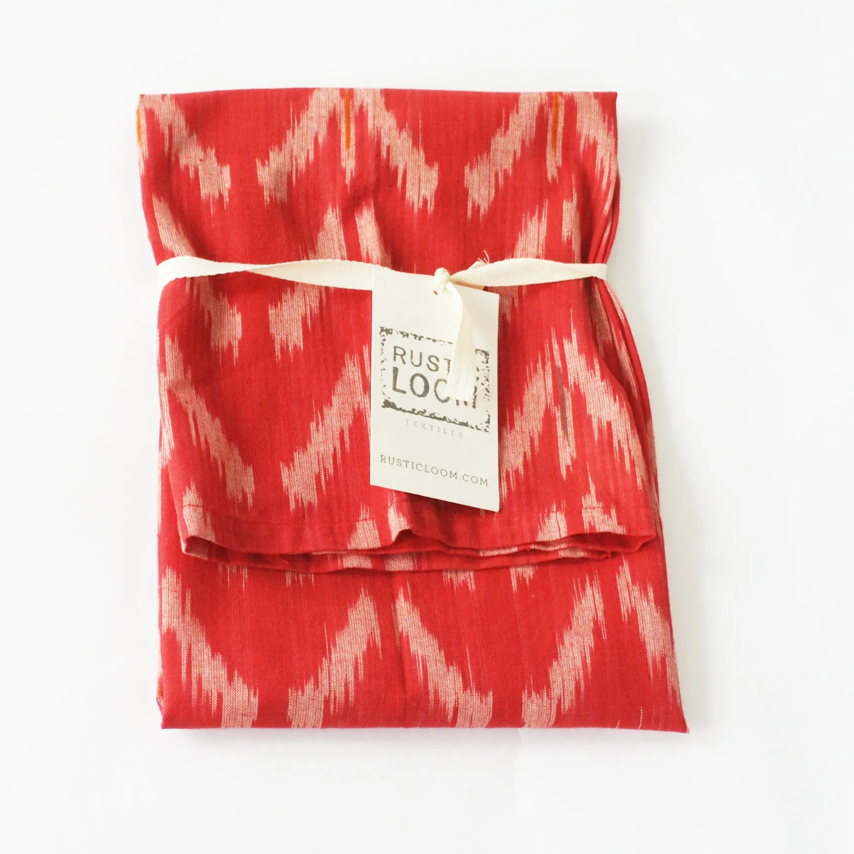 Blood Orange Tulip Cotton Ikat Woven Tea Towel