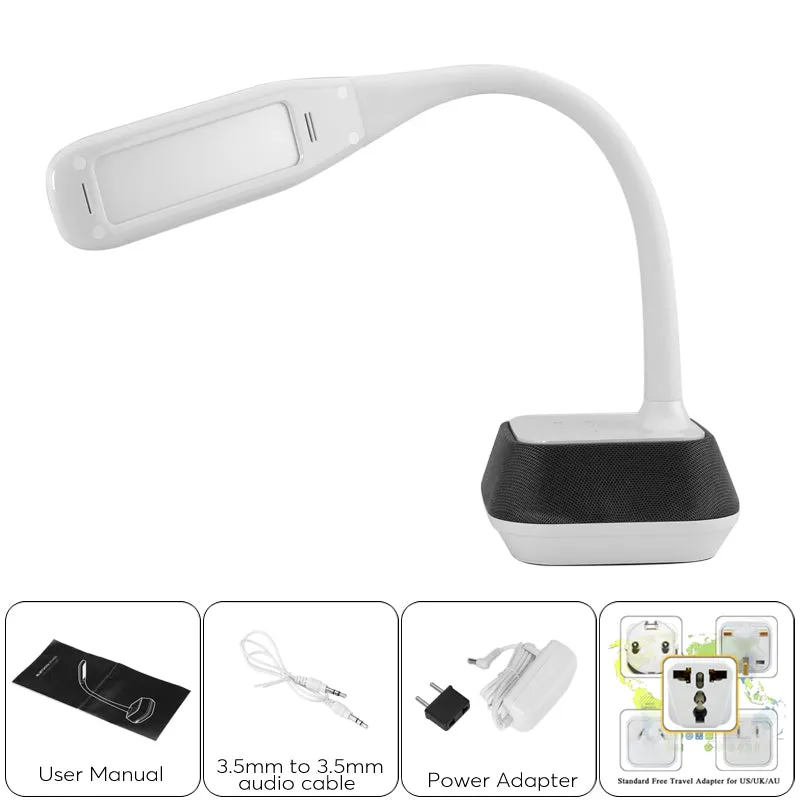 Bluetooth Speaker LED Lamp - Adjustable Brightness, Energy Efficient, Flexible Arm, 260 Lumen, 75dB, 7W Speaker